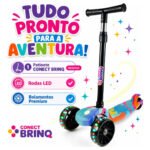 Patinete Scooter Dobrável Com Led Freio Bv0011 Mega Compras Azul