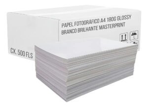 Papel Masterprint Fotográfico 180g A4 Glossy Neutro Com 500 Folhas Cor Branco