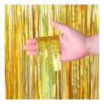 Kit C/ 4un Cortina Metalizada Fitas Para Decoração Franja Cor Dourado