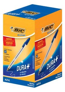 Caixa Caneta Bic Cristal Cores Ponta Média C/50 Unidades Azul