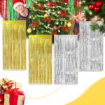 Kit C/ 4un Cortina Metalizada Fitas Para Decoração Cor Ouro E Prata