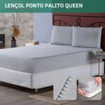 Jogo De Lençol Queen Padrão 3 Peças C/ Fronha Ponto Palito Micropercal 400 Fios Toque Macio Confortável Cor Cinza Premium