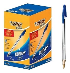Caneta Esferografica Bic Cristal Azul Caixa 50 Unidades Exterior Transparente