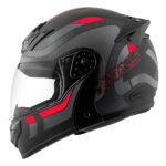 Capacete Escamoteável Mixs Gladiator Articulado Cor Preto/grafite/vermelho Desenho Delta Tamanho Do Capacete 58