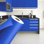 Papel De Parede Adesivo Autocolante Lavável Vinílico Envelopamento Móveis 10 Metros X 45cm Cor Azul Acetinado