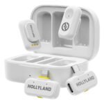 Hollyland Lark A1 Combo – Mini microfone sem fio para iPhone e Android (2 Tx + USB-C Rx + Ios Rx + estojo de carregamento), microfone magnético para YouTube, TikTok, podcasts e vlogs (branco)
