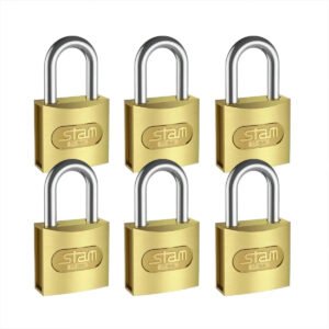 6 Un- Cadeado 30mm Segredo Diferente C/ 2 Chaves Cada Stam Cor Dourado