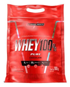 Whey 100% Pure Pouch Chocolate 900g Integralmedica – Pós-Treino Completo com BCAAs e Rápida Absorção