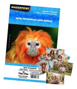 50 Folhas Papel Fotográfico Adesivo Glossy 130g A4 Cor Branco