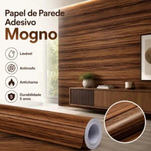 Papel De Parede Adesivo autocolante Rolo 10 Metros vinil Envelopamento Móveis Madeira Lavável Cor Mógno