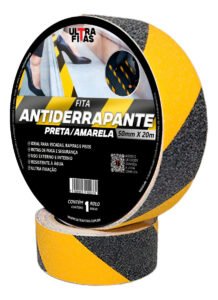 Fita Antiderrapante Amarela e Preta 20m X 50mm Escadas , Segurança