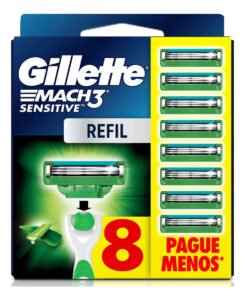 Gillette Mach3 Sensitive Carga para Aparelho de Barbear com Aloe 8 Unidades