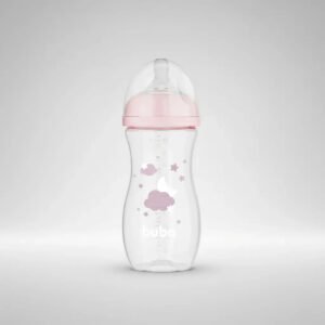 Mamadeira Buba 330ml Menino Menina Anticólica +4m Bico 3 Cor Rosa-claro Nuvem