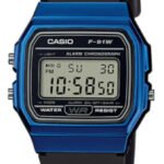 Relógio de pulso Casio Collection F-91WM-2A com corpo azul