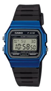 Relógio de pulso Casio Collection F-91WM-2A com corpo azul