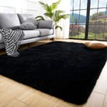 Tapete Decorativo Felpudo 2,00×1,50 Sala Quarto Escritório Cor Preto Pelo Alto Casa Laura Enxovais