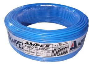 Fio Elétrico Cabo Flexível 2,5mm Rolo 100 Metros. Cobertura Azul
