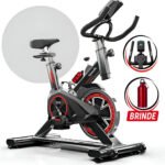 Bicicleta Ergométrica Bike Spinning Garrafa 6kg Sensação Inércia Com Medidor Cardíaco Fitness Preto e Vermelho Sevenfit Para Cardio E Musculação