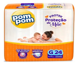 Fralda Pom Pom Protek Proteção de Mãe G com 24 Unidades