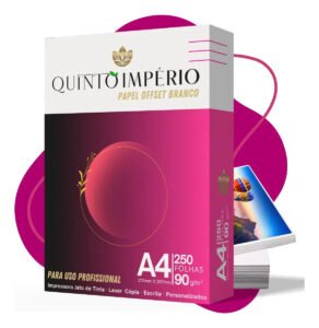 Papel Offset 90g A4 Branco 250 Folhas Premium Sulfite Quinto Império