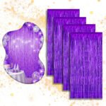 Kit 4 Cortina Metalizada Festa Fita Decoração Painel Franja Roxo