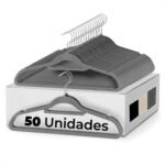 Vittak Kit 50 Cabides Adulto Veludo De Roupas Antideslizante Slim Cor Cinza