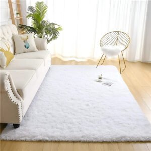 Tapete 2×1,5 Sala Peludo Quarto Cores Variadas Cor Branco Desenho Do Tecido Pelo Alto
