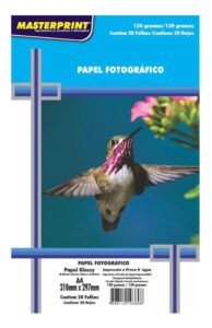 Papel Fotográfico Master Print 120g A4 20 Folhas Brilhante Cor Branco