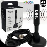 Antena Digital 4k Hd Interna Externa Para Tv Samsung LG Smart Led Lcd 3d Uhf Cabo Longo Com Base Magnética