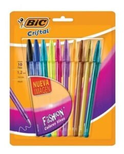 Caneta esferográfica Bic Cristal Fashion com 10 peças de ponta grossa de 1,2 mm