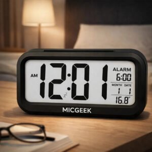 Relógio Digital Despertador Mesa Cabeceira Quarto Idoso Cor Preto Micgeek