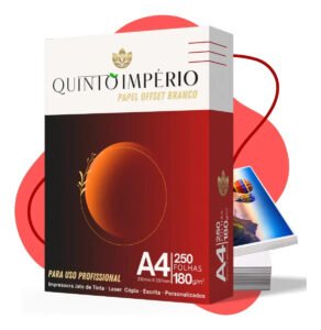 Papel Offset 180g Cartão Com 250 Folhas A4 Branco Premium Sulfite Quinto Império