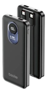 Power Bank Basike com Cabo Embutido de 10.000mAh para Celular