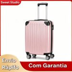 Mala de Bordo Rígida Sweet Studio em ABS Rosa para Viagem 47L com Rodas Duplas