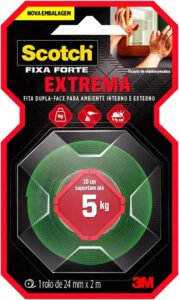 Fita dupla face fixa forte 3M 24mm x 2m 1810