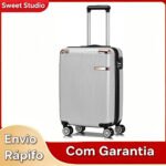 Mala de Viagem Bordo Rígida Sweet Studio Prateada, de ABS e 4 Rodas