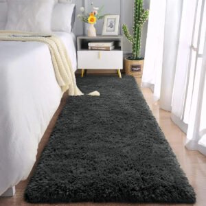 Passadeira Corredor 2,00×0,60 Tapete Super Peludo Beira De Cama Sala Quarto Cinza