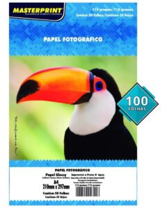 Papel Fotográfico Glossy A4 115g Branco 100 Folhas Masterprint