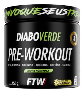 Pré Treino Pre Workout DIABO VERDE Pote 150g Sabor Frutas Amarelas FTW