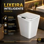 Lixeira Inteligente Automática Branca Universal Com Sensor Hearbuds Recarregável Anti Odor 16L