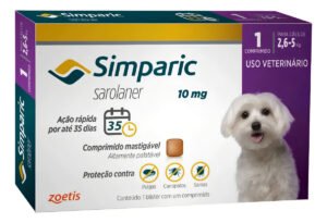 Simparic 1 Comp 10mg Pílula Antiparasitária Contra Pulgas Amarelo
