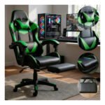 Cadeira Presidente Gamer Ergonomica Reclinável e Apoio dos Pés Cor Verde Material Do Estofamento Couro Sintetico Led Tools