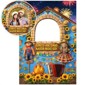Painel Festa Junina Interativo Decorativo 1,50×2,20m São João Em Tecido Sublimado Criatema