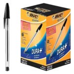 Caneta Esferográfica Bic Cristal 1.0mm Caixa 50 Un Tinta Preto Exterior Transparente