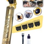 Máquina De Cortar Cabelo E Aparador De Barba Dr. Hank Dragão Dourado Lâmina T Profissional Sem Fio Recarregável Usb, 4 Pentes 1 Ao 4 Mm Motor Potente