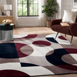 Tapete 2,00×1,50 Peludo Felpudo Sala E Quarto Cores Cor Bordo Círculos Desenho Do Tecido Pelo Alto Casa Laura Enxovais Tapete Médio Para Sala