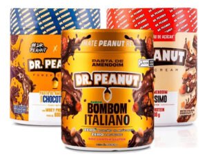 3x Pasta De Amendoim Com Whey Protein – 600g – Dr. Peanut Sabor Chocotine/buenissima/b.italiano