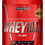 Whey 100% Pure Morango 900g Pote – BCAAs e Energia para Melhor Desempenho nos Exercícios