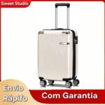 Mala de Bordo Rígida Sweet Studio Bege para Viagem, 55 cm, com Rodas Duplas e Cadeado