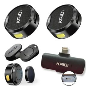 Microfone Redondo Kaidi Duplo Imã Tipo-c Anti Ruído Sem Fio Cor Microfone Redondinho Lightning